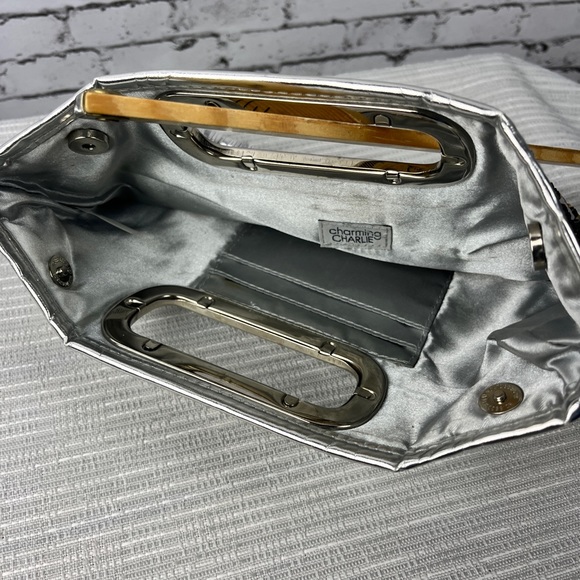 Vintage Silver Metallic Sequins Clutch for special occasions, Charming CHARLIE, - Picture 3 of 6